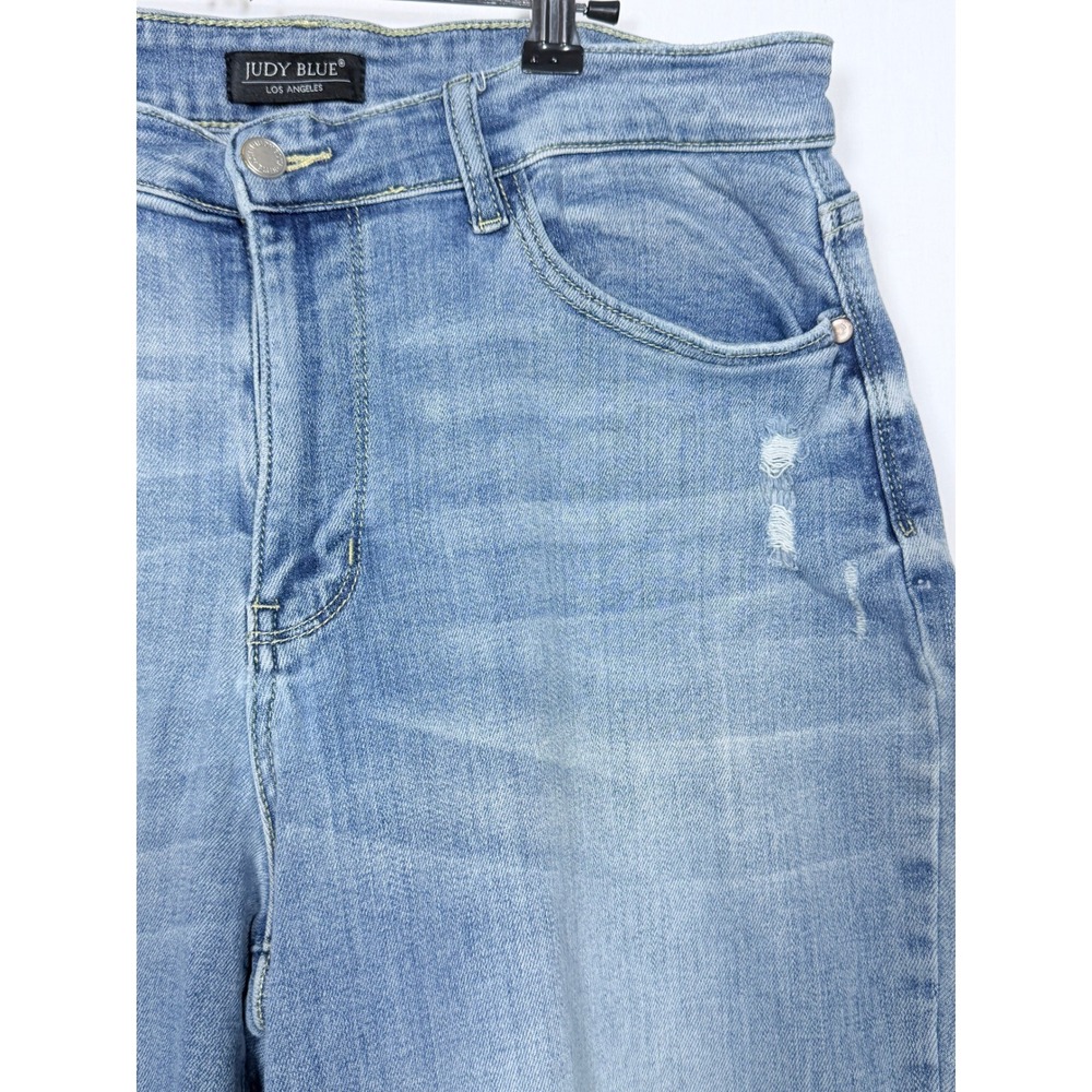 Judy Blue High Rise Wide Leg Jeans Light Wash Distressed 14W JB82407MD-PL Denim - Picture 13 of 13